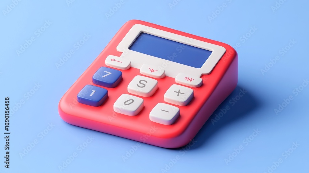 Poster A colorful calculator with large buttons, designed for easy use and basic arithmetic functions.