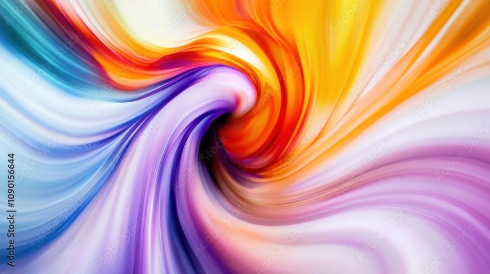Poster An abstract swirl of multicolored waves merging seamlessly, Representing the integration and unity of diverse perspectives, photography style