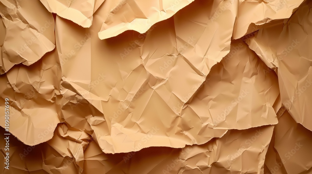 Poster a captivating stop motion animation showcasing the intriguing texture of brown crumpled paper, addin
