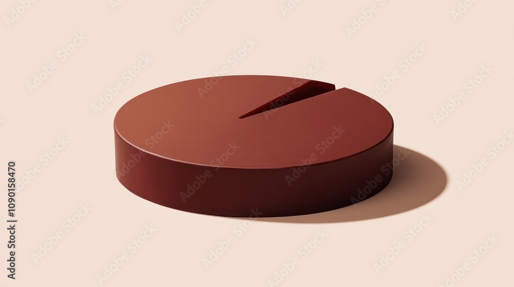 Poster A 3D pie chart in a warm brown tone, representing data visualization.