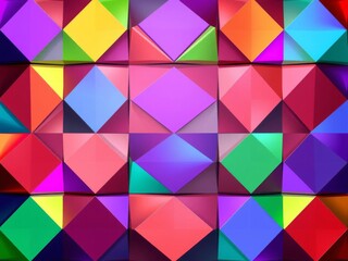 Fototapeta premium Multicolored abstract surface with high tech bright 3D triangular pyramids banner, pattern, modern, digital
