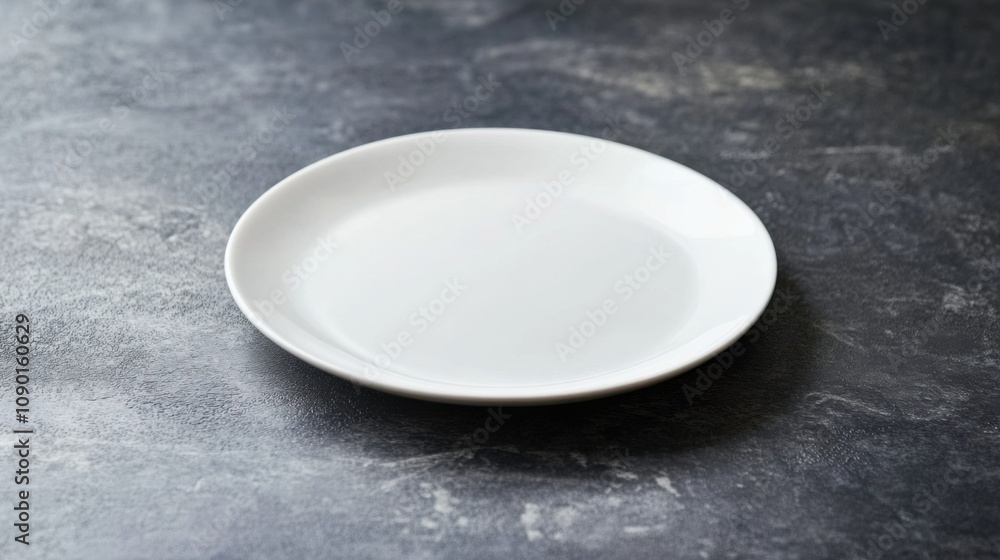 Aufkleber an empty plate on a simple table, symbolizing the issue of hunger and food insecurity, minimalistic 