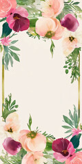 Obraz premium Watercolor floral wedding card with blank space for text.