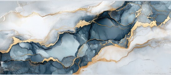 Naklejka premium Abstract Blue and Gold Marble Artwork: Serene Elegance
