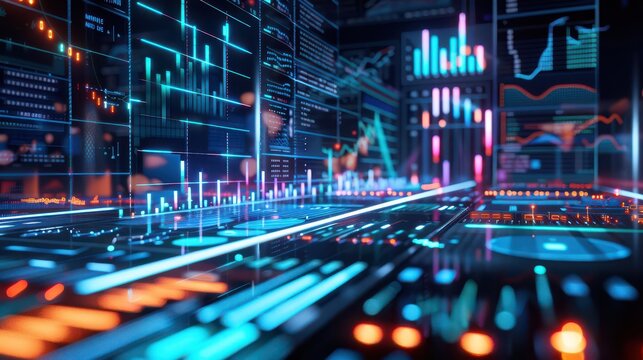 Futuristic glowing forex chart. 3d rendering toned image
