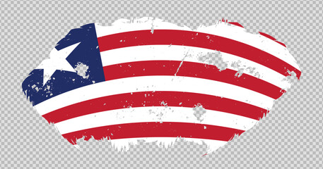 Liberia national flag with distressed stroke brush effect on isolated background