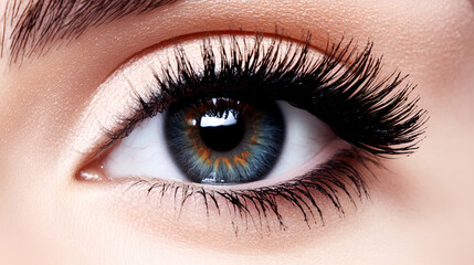 Obraz premium Close-up of a vibrant human eye with lashes.