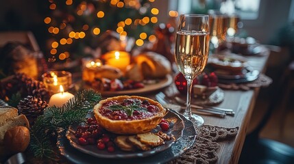 Fototapeta premium Festive Christmas Dinner Table.