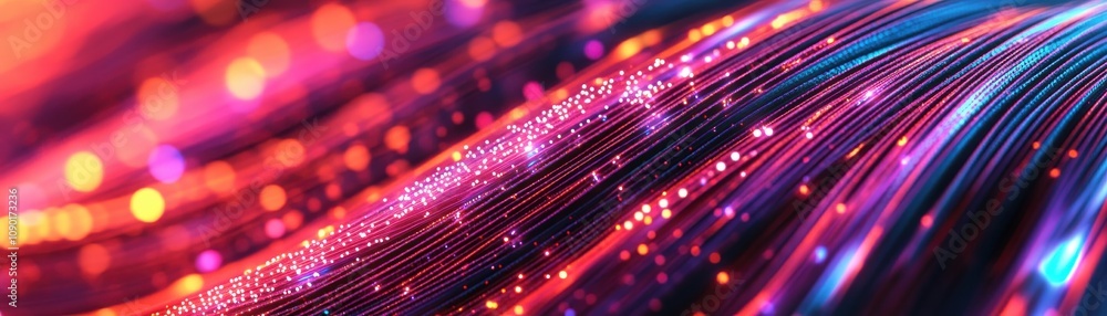 Poster vibrant abstract background with colorful light trails and sparkles.