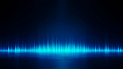Vibrant blue sound wave with digital effects.