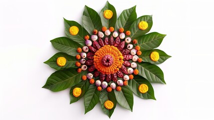 A Top View of a Betel Nut Placed on a Betel Leaf (Paan)

