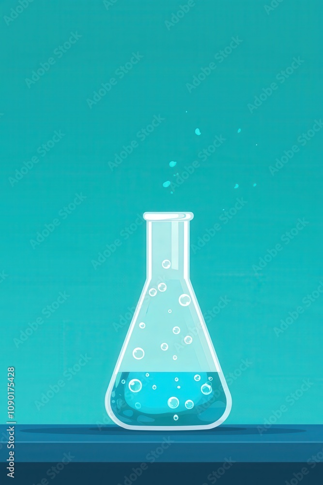 Poster beaker with bubbling solution on lab counter