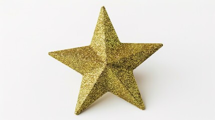 Glitter Gold Christmas Star Isolated on White Background - A Shining Symbol of Holiday Magic. The Glittering Gold Star with Its Sparkling Facets, Standing Alone Against the Pure White. Its Radiant 