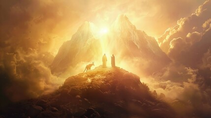 A luminous scene of the Mount of Transfiguration