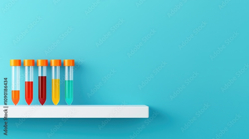 Aufkleber rows of test tubes with samples on lab table