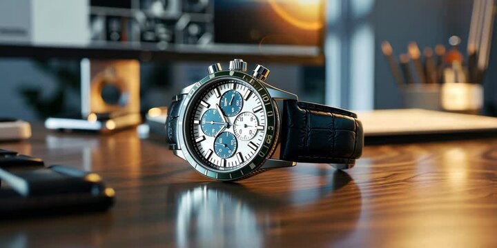 Watch on the office desk, 4K Video