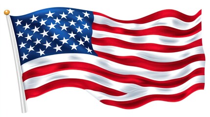 Fototapeta premium A waving American flag on a white background.