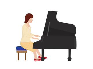 ピアノを弾く女性のイラスト素材です。