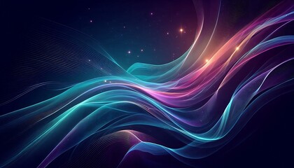 Obraz premium 3d Wavy Pattern with Neon Lights Abstract Background, 4k wallpaper