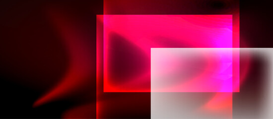 Glass squares with neon shiny light abstract background