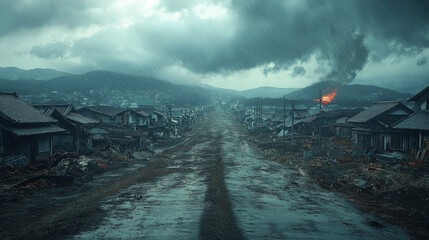 震災した街