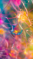 abstract colorful neuron cell background with pink and yellow tones