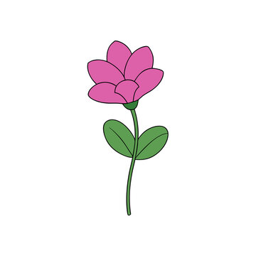 pink flower green stem simple design clip art preview