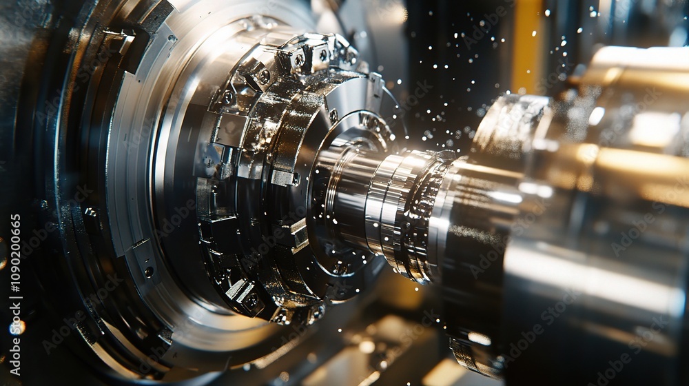 Poster detailed view of an automated manufacturing process highlighting precision engineering and advanced 