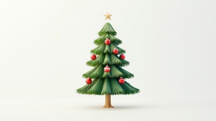 Fototapeta premium Christmas tree with decorations, white isolated background