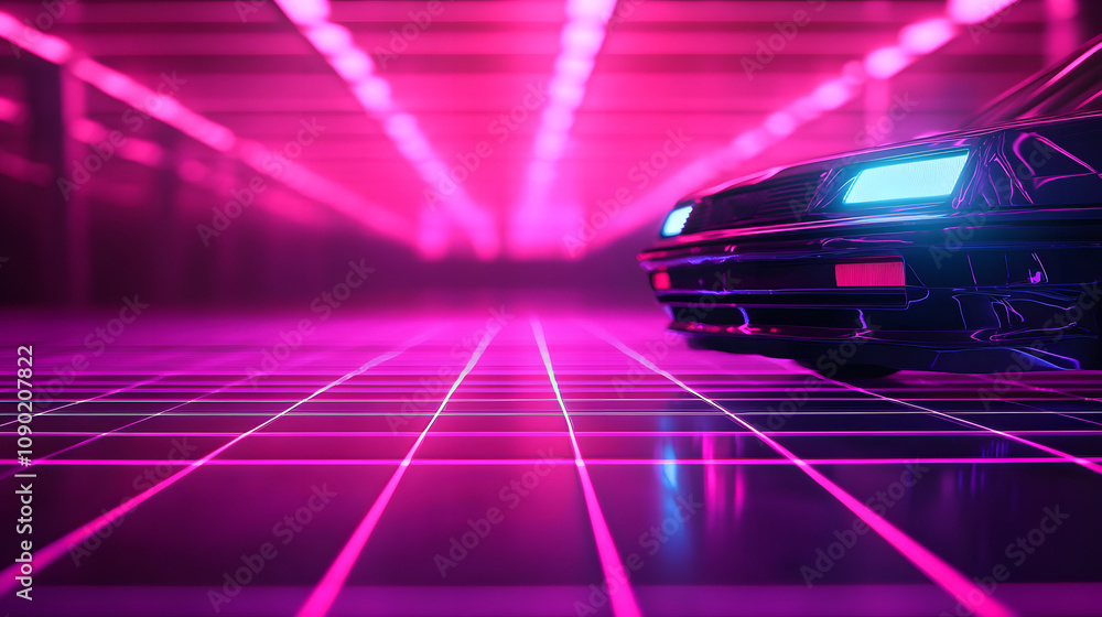 Poster simple synthwave grid: perfect for youtube thumbnails