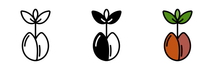 Seed icon is a small, vital part of a plant capable of growing into a new tree, symbolizing life and regeneration.