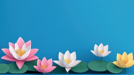 Obraz premium Close-up of water lilies blooming on wetland pond