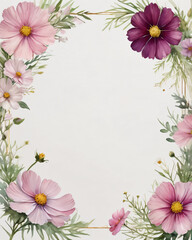 Fototapeta premium Elegant wedding invitation with soft watercolor flowers.