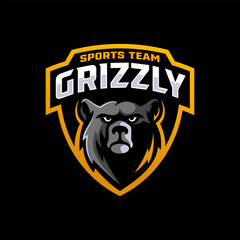 Bear Mascot Sport Logo Design Vector Template. Bear Head e-sport Logo Vector illustration.