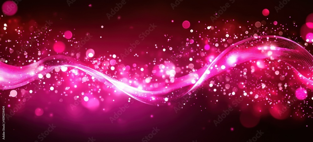 Aufkleber a vibrant abstract design featuring pink waves and sparkling particles.