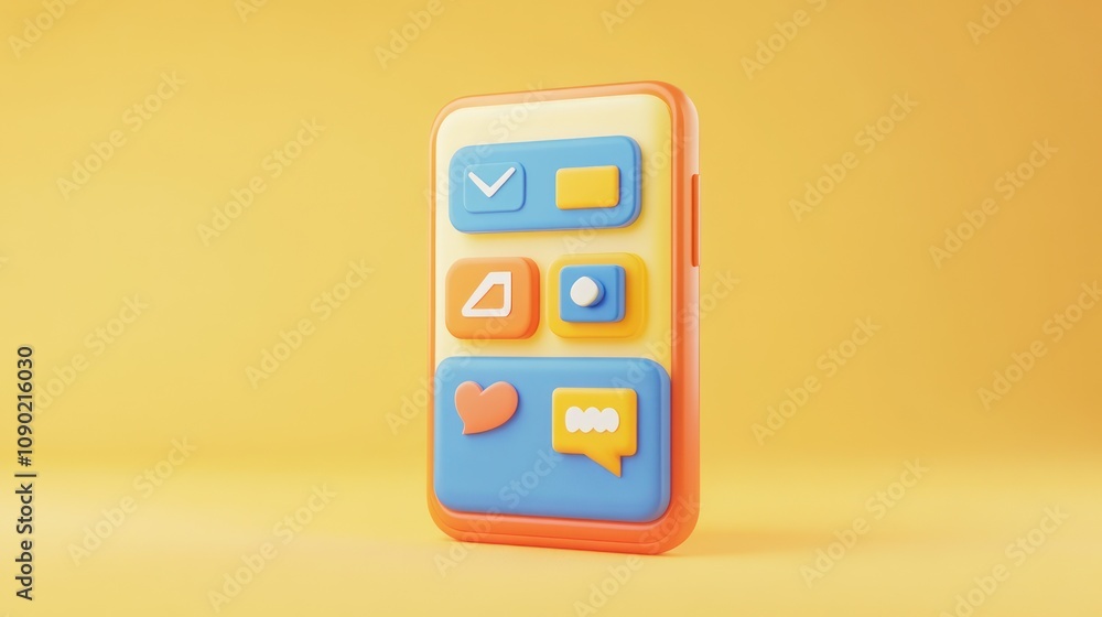Aufkleber a colorful smartphone mockup featuring various app icons on a bright background.