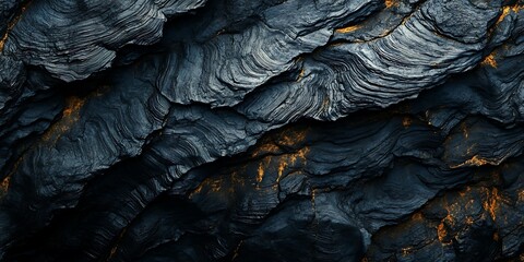 Dark grey rock formation with gold highlights, textured background.