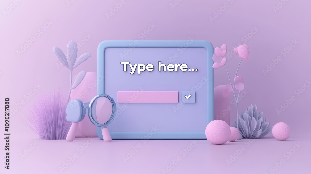 Aufkleber A pastel-themed digital interface with a text input box and decorative elements.