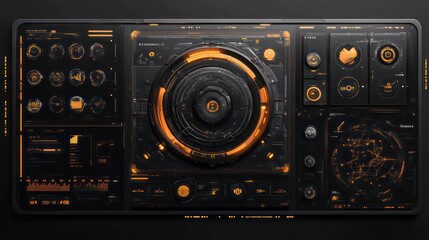 Sci-Fi User Interface Elements. Futuristic technology frames interface hud element design for UI games, web, and apps.