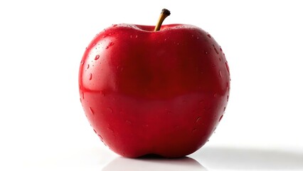 A Photorealistic Red Apple With Water Droplets, Glossy Surface, Studio Lighting, Flat White Background, Centered Composition, 8k