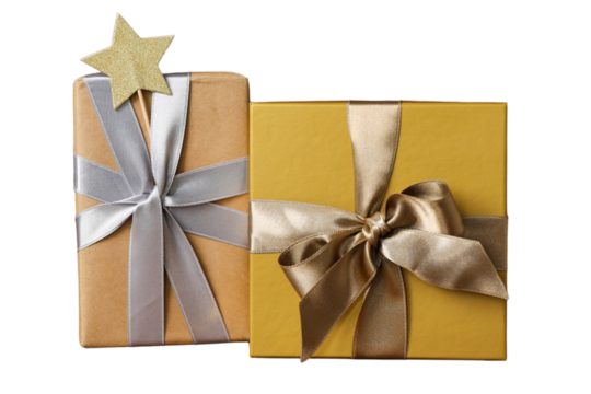 PNG, Mystery box, golden square boxes isolated on white background.