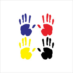 Fototapeta premium Illustration of four palms of different colors