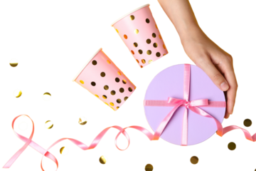 PNG, Gift box, purple round box isolated on white background.