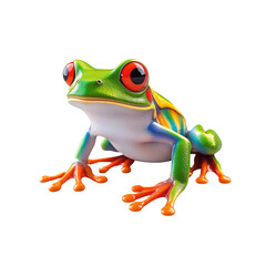 Obraz premium Vibrant Red-Eyed Tree Frog Isolated on White Background