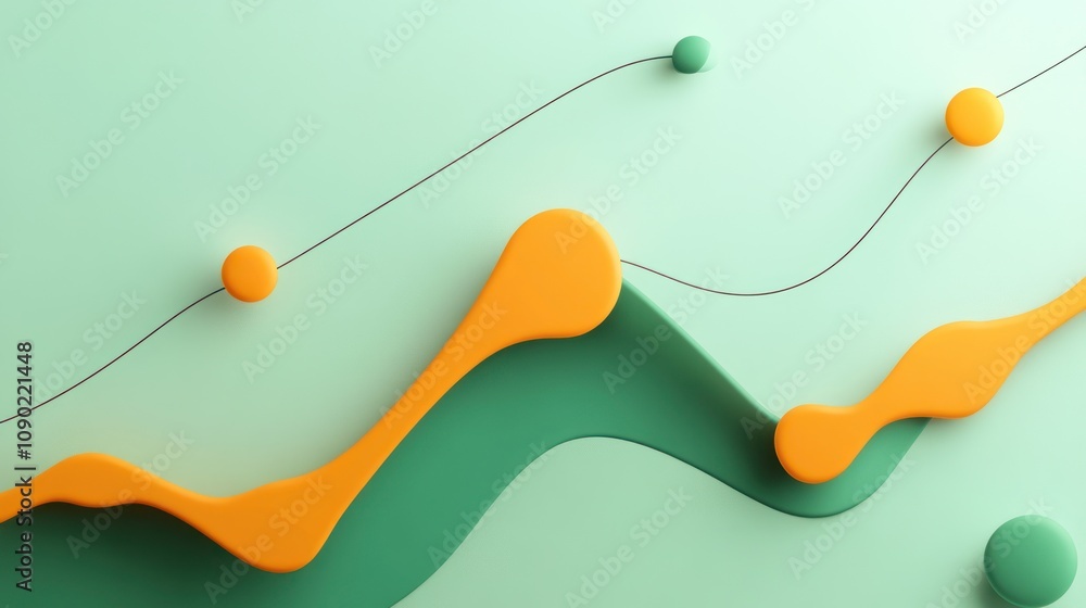 Leinwandbilder abstract design featuring colorful curves and spheres on a soft background.