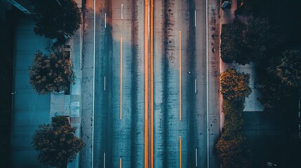 Aerial View of a Busy Los Angeles Road at Night with Traffic Flowing and Urban Infrastructure Lining the Streets