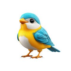 Adorable 3D Render of a Cute Blue and Yellow Bird