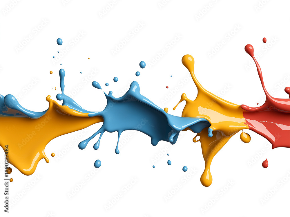 Poster dynamic splashes of colorful liquid paint create abstract background