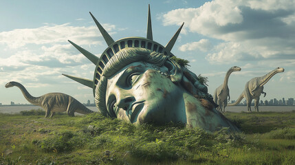 The Statue of Liberty in the apocolyps