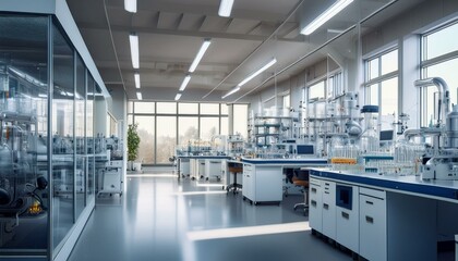 Obraz premium modern interior of science laboratory or industry factory background